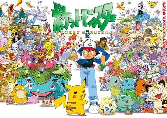 Ash, Pikachu e i Pokémon nella prima serie animata