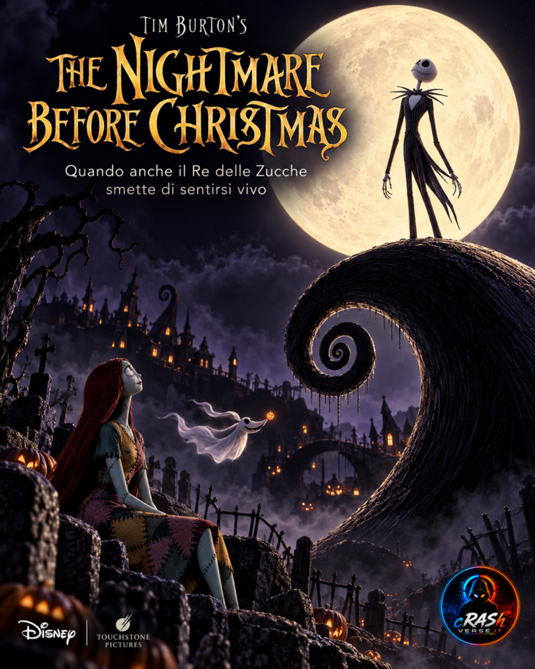 Jack sulla collina a spirale, Sally e Zero sotto la luna — cover editoriale CrashVerse