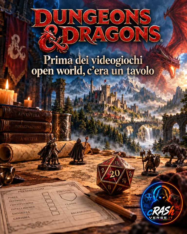 Dungeons & Dragons: un mondo fantasy prende forma sopra un tavolo con dadi e miniature