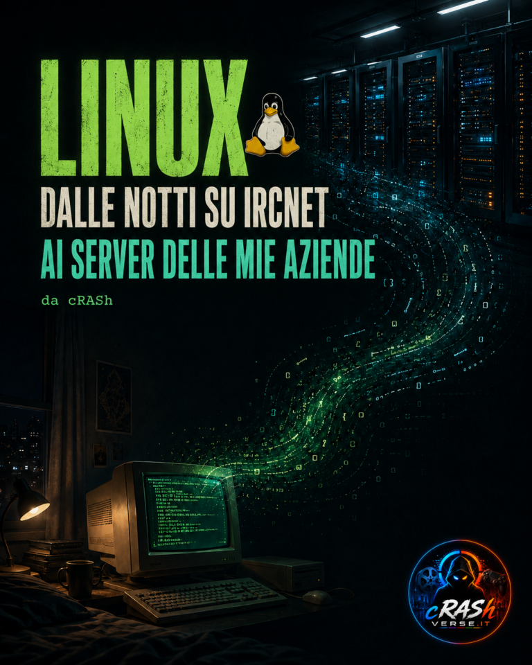 Linux — Dalle notti su IRCnet ai server delle mie aziende — copertina CrashVerse