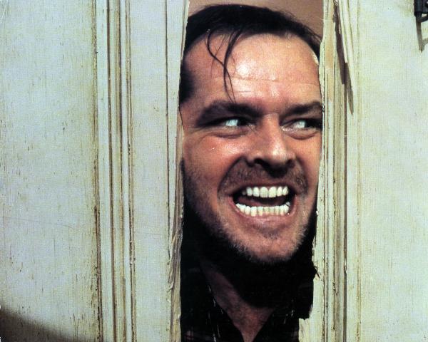 Jack Nicholson nella porta spezzata di Shining