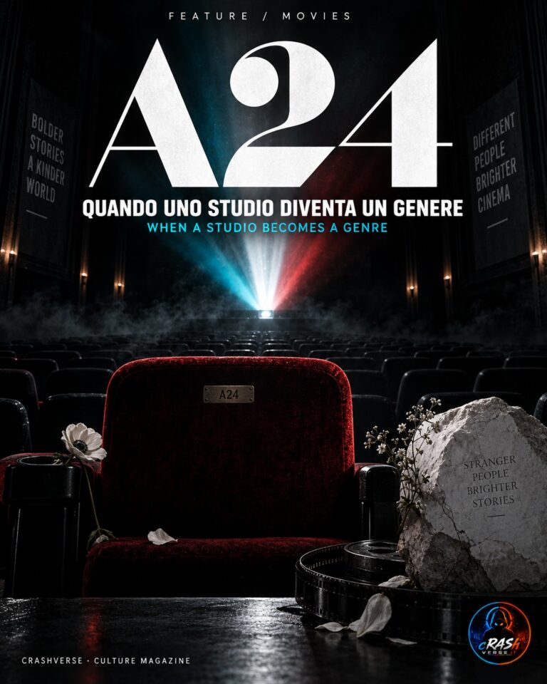 A24 — Quando uno studio diventa un genere. Cover editoriale con sala cinematografica e sottotitoli italiano e inglese.