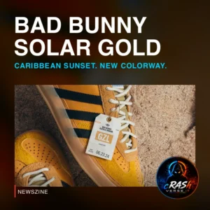 Cover Newszine: Bad Bunny e adidas: oggi debutta la Gazelle Indoor Solar Gold. Materiale ufficiale.