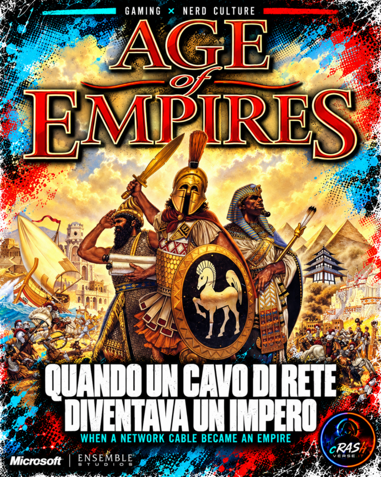 Age of Empires — Quando un cavo di rete diventava un impero. Cover CrashVerse verticale.