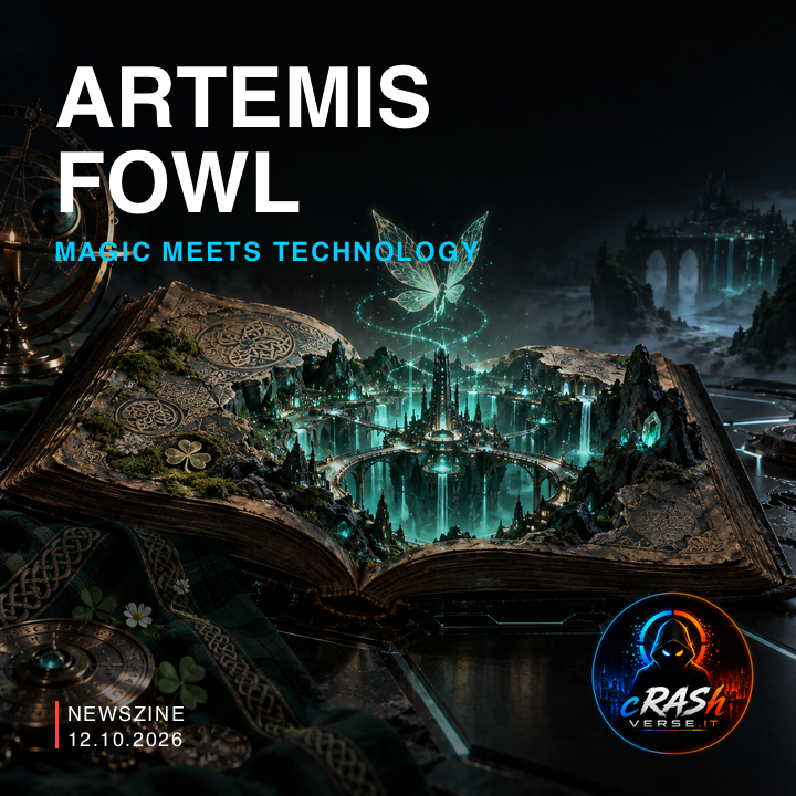 Artemis Fowl — Magic meets technology. Illustrazione editoriale concettuale CrashVerse, non immagine della serie.