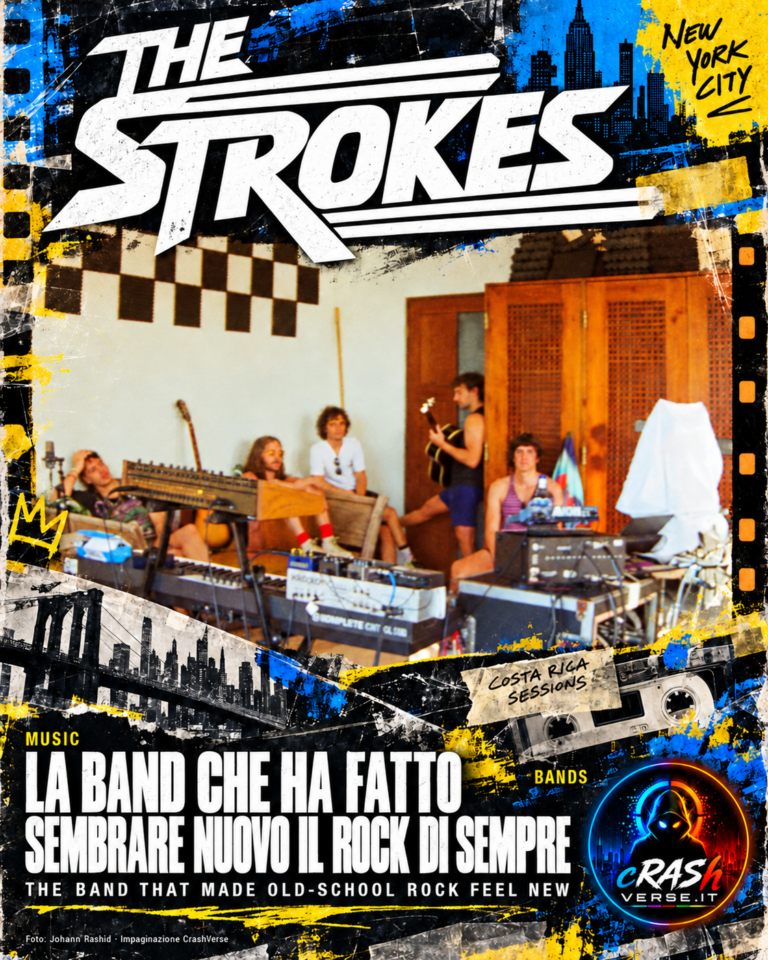 The Strokes — la band che ha fatto sembrare nuovo il rock di sempre. Cover POP CrashVerse.