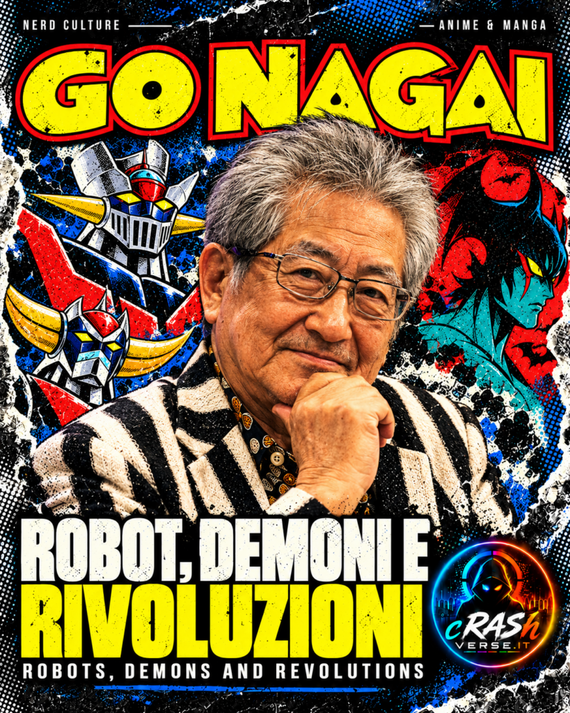 Go Nagai con Mazinga, Goldrake e Devilman — cover illustrativa CrashVerse
