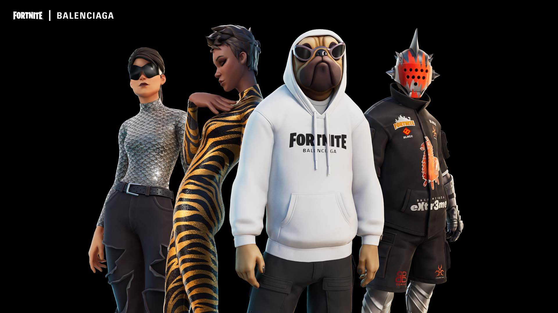Le skin della collaborazione Fortnite × Balenciaga del 2021: la moda entra negli avatar.