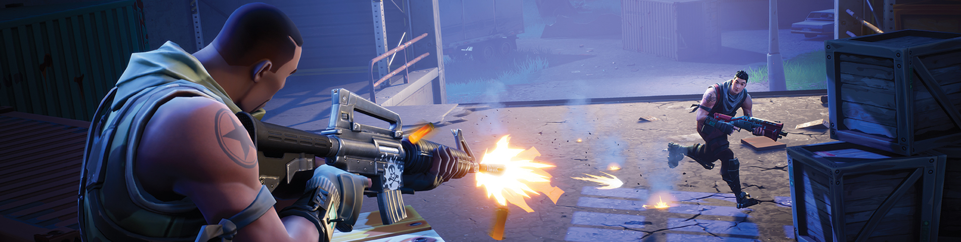 Il visual originale del lancio gratuito di Fortnite Battle Royale, settembre 2017.