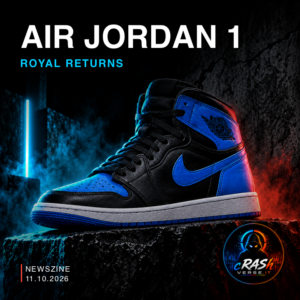 Illustrazione editoriale Newszine — Air Jordan 1 Royal: il ritorno del nero e blu