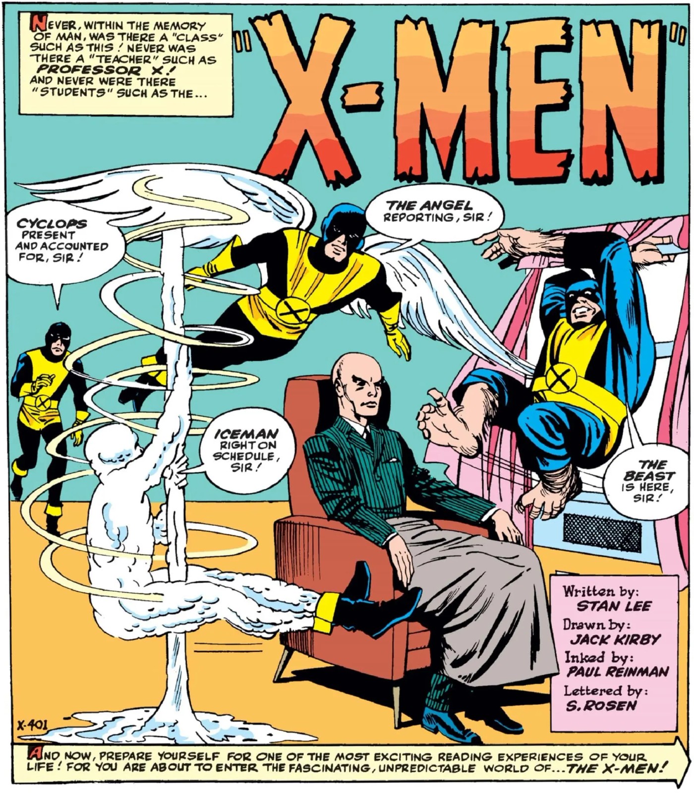 Professor Xavier e gli X-Men nel primo numero del 1963.