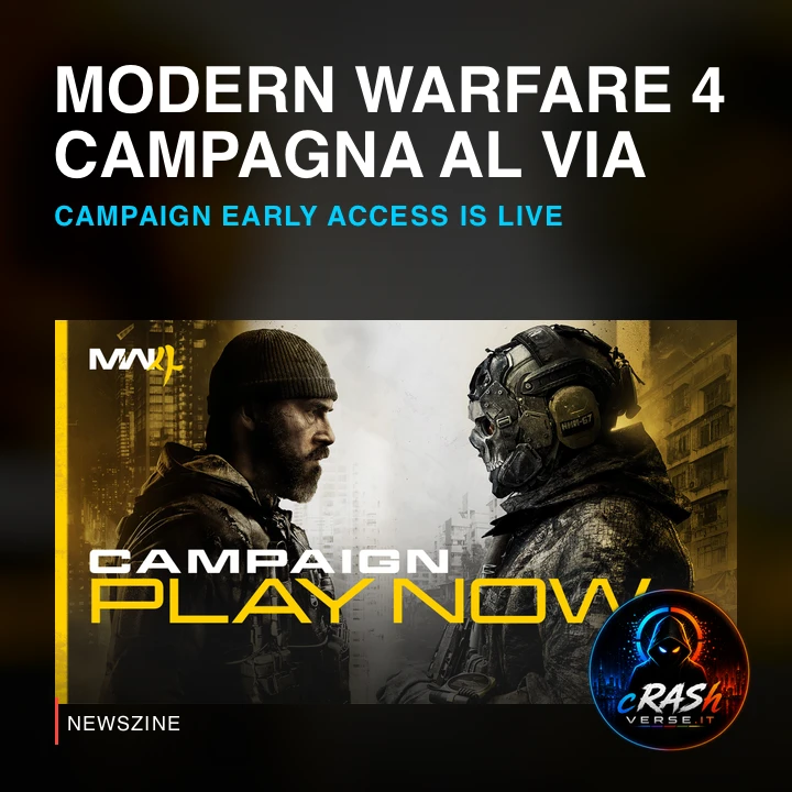 Cover Newszine: Modern Warfare 4: la campagna è giocabile in accesso anticipato. Materiale ufficiale.