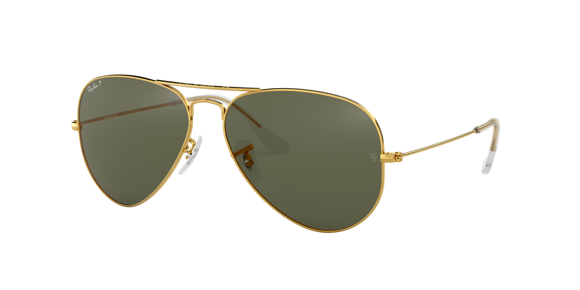 Ray-Ban Aviator Classic RB3025: montatura metallica e lenti a goccia. Foto prodotto ufficiale Ray-Ban.