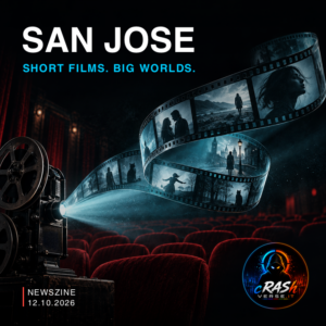 San Jose — Short films. Big worlds. Illustrazione editoriale CrashVerse per il festival di cortometraggi.