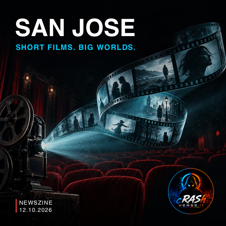 San Jose — Short films. Big worlds. Illustrazione editoriale CrashVerse per il festival di cortometraggi.