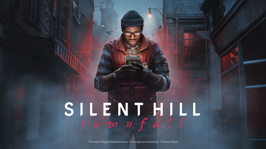 Simon Ordell e il CRTV: key art ufficiale di Townfall. ©Konami / Annapurna Interactive / Screen Burn.