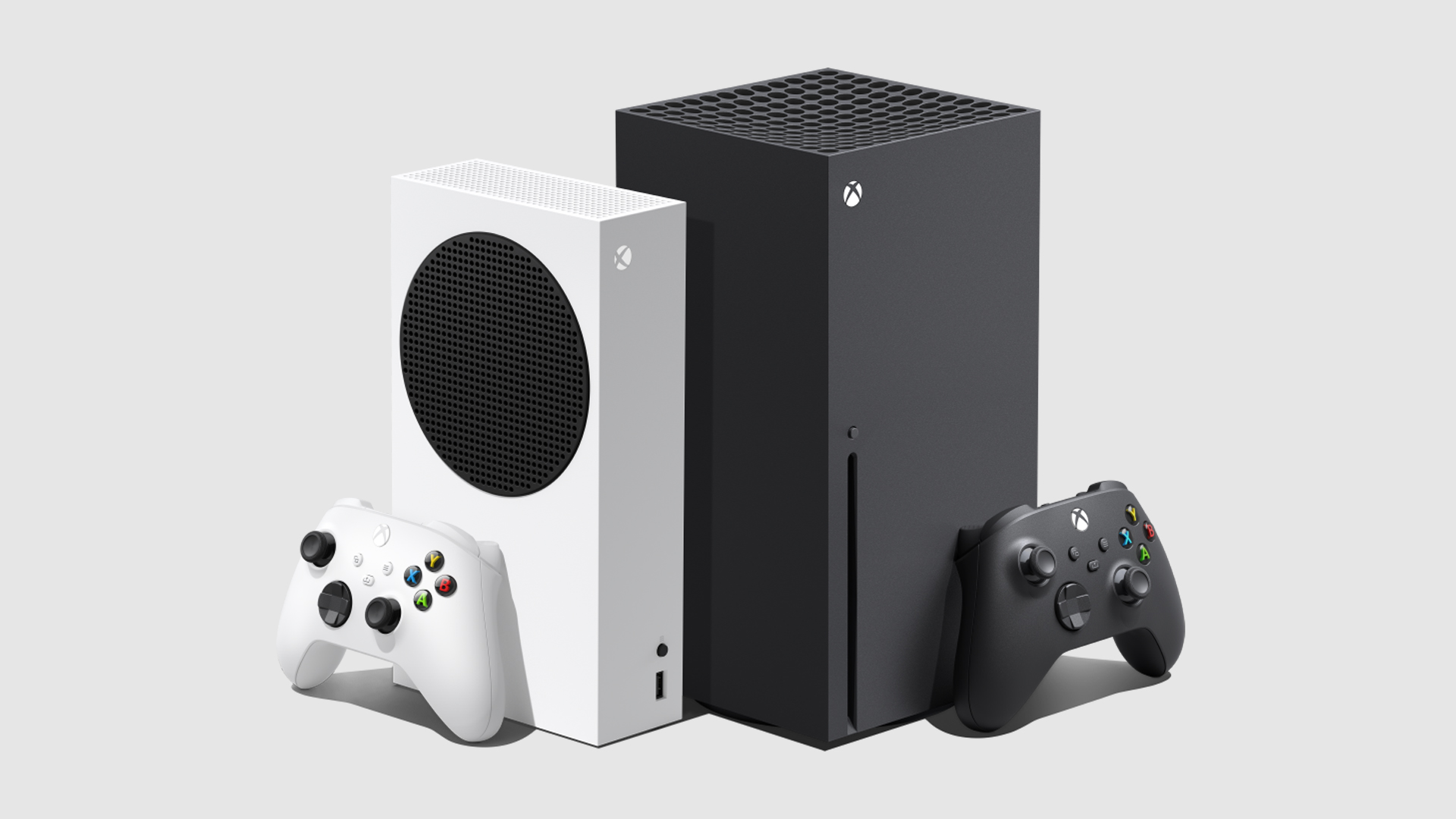 Xbox Series S e Series X: due formati della stessa generazione, nella fotografia ufficiale Microsoft.